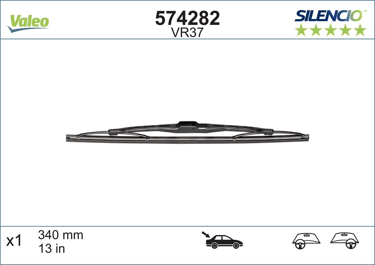 Silecek Supurgesi Arka (X1) 340MM Audi A3 A4 Altea Ibiza IV V (03>) | VALEO 574282