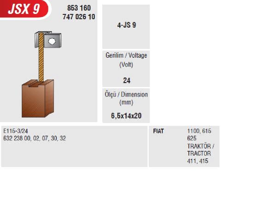 Marş Kömürü - Fiat Traktör 411-415 | OEM 00407