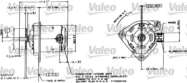 Fan Motoru Twingo 1,2 Klimasiz | VALEO 698015 | OEM 7701036722