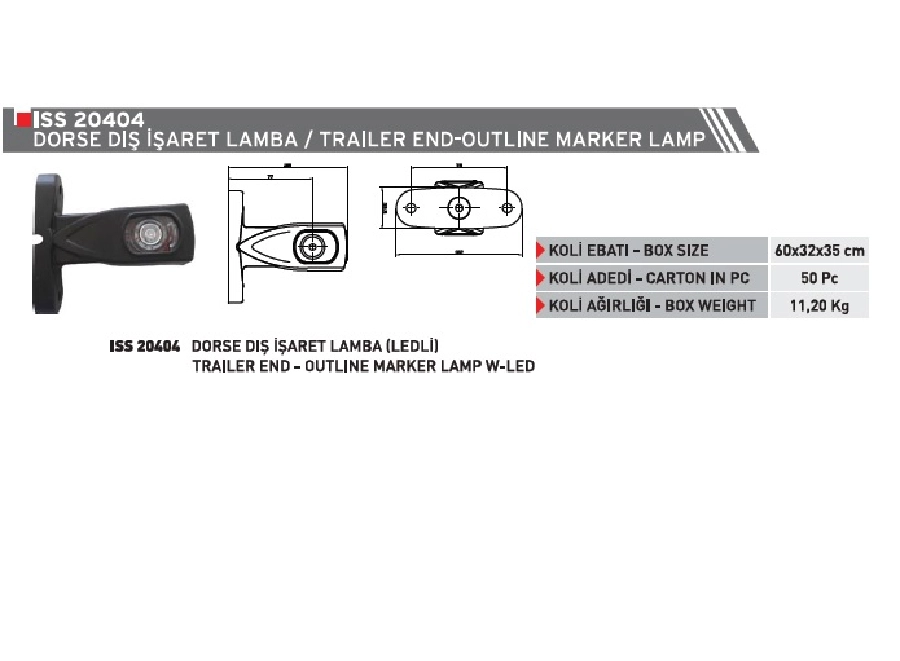 Mega Boynuz Lamba Kısa LED'li 12V-24V | OEM 20404L