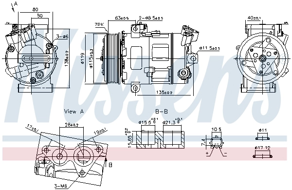 Klima Kompresoru Renault Trafic II Espace IV Opel Vivaro 2.0 DCI Renault Master Opel Movano 2.3 DCI 10> | NISSENS 890947 | OEM 8200848916