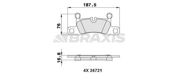 Arka Fren Balatasi Touareg (7P5) 3.6 V6 Fsi / 3.0V6 Tsi Hibrit / 4.2V8 Fsi / 3.0 V6 Tdi / 4.2 V8 Tdi 01 / 10> | BRAXIS AA0283 | OEM 7P0698451 7P6698451 95835293900