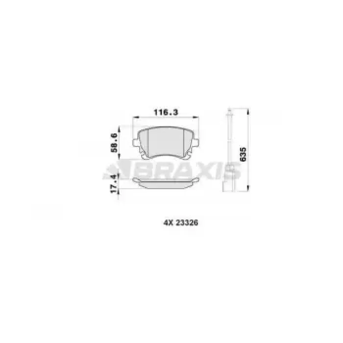 Fren Balatasi Arka Fisli Phaeton 02> | BRAXIS AB0448 | OEM 3D0698451 3D0698451A