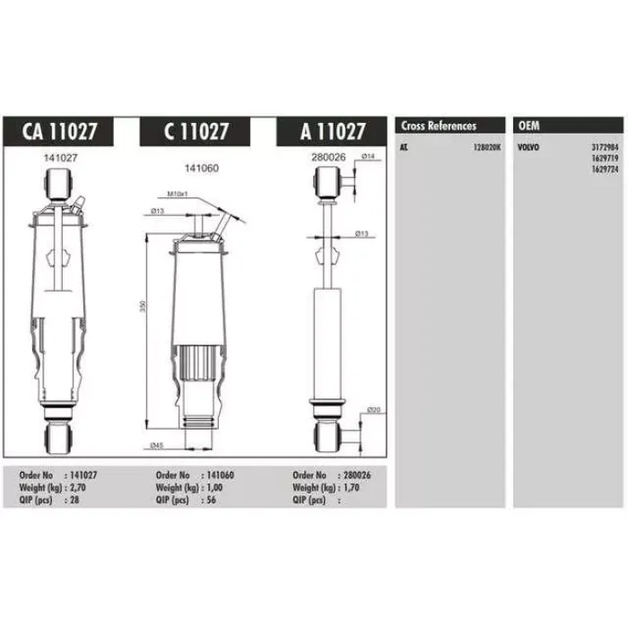 On Kabin Korugu Volvo FH12 FH16 | CONNECT CA 11027 | OEM 3172984 1629719 1629724 CB0003