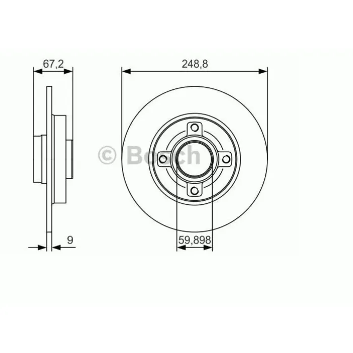 Arka Fren Disk Aynasi C4 P307 (Poryali RULMANSIZ)1.4I 1.6HDI 1.6I 2.0HDI 2.0I (249X9X4DL) | BOSCH 0986479S42 | OEM 4246.Z9 4246.Z9 4249.34 4249.34