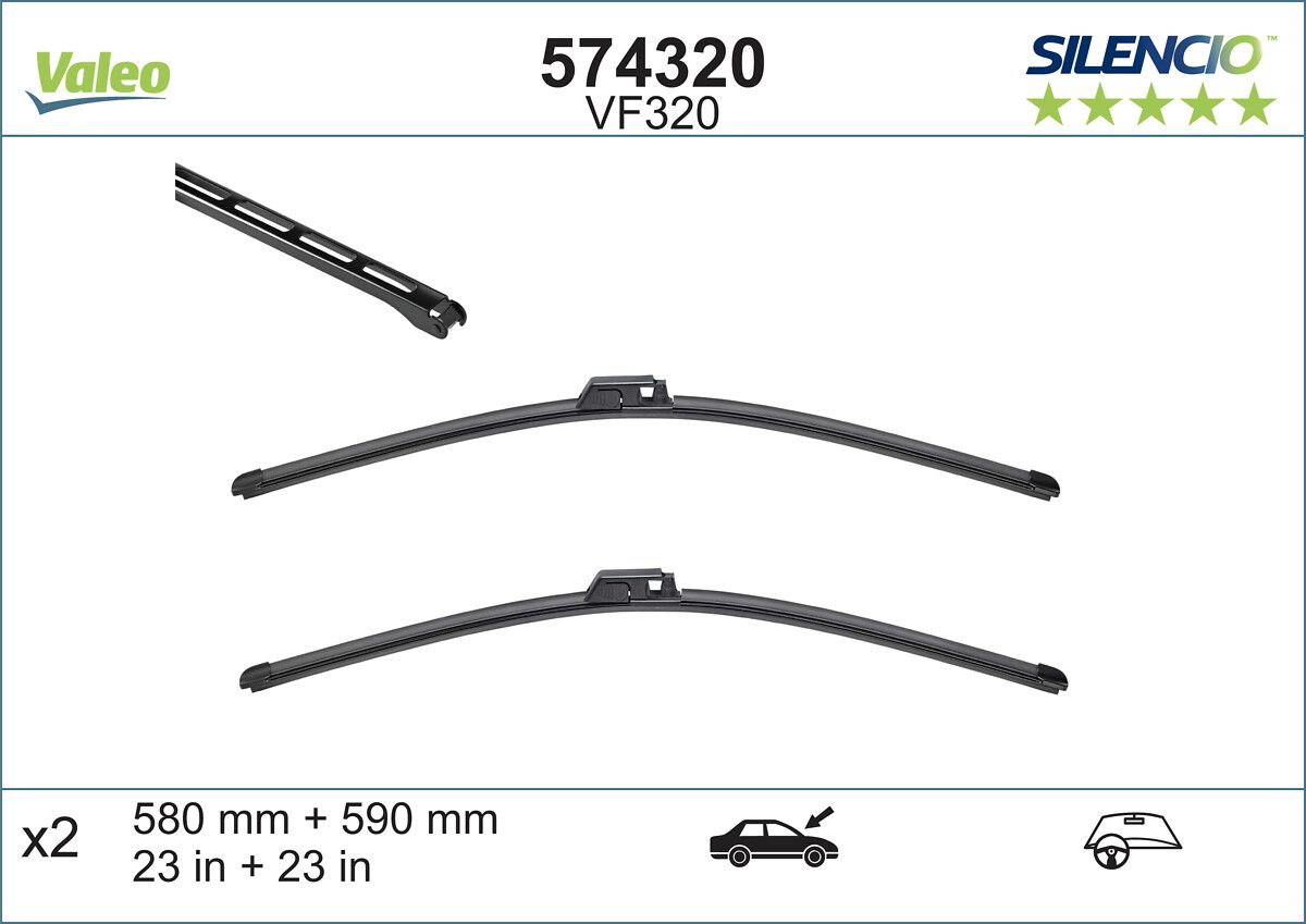 Valeo Silencio X Trm Flat Blade VM320 (X2) / (580+590 MM) Audi A8 | VALEO 574320 | OEM 4E0998002