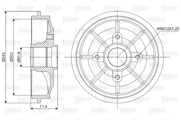 Arka Fren Kampanasi C2 C3 C3 II C3 Pluriel P206 P206+ (T3E) P1007 1,1 / 1,2 / 1,4 | VALEO 237016 | OEM 4247.46
