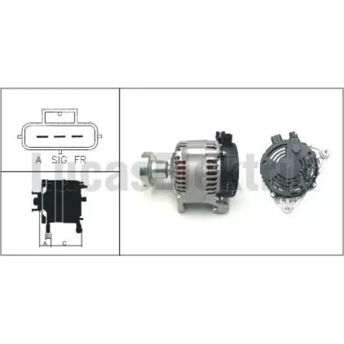 Alternator 12V 90A Focus 1,8TDCI / 1,6 Zetec E 16V / 2,0 16V Focus Rs 98>04 | LUCAS LEA0591 | OEM 98AB 10300 DJ 1301530