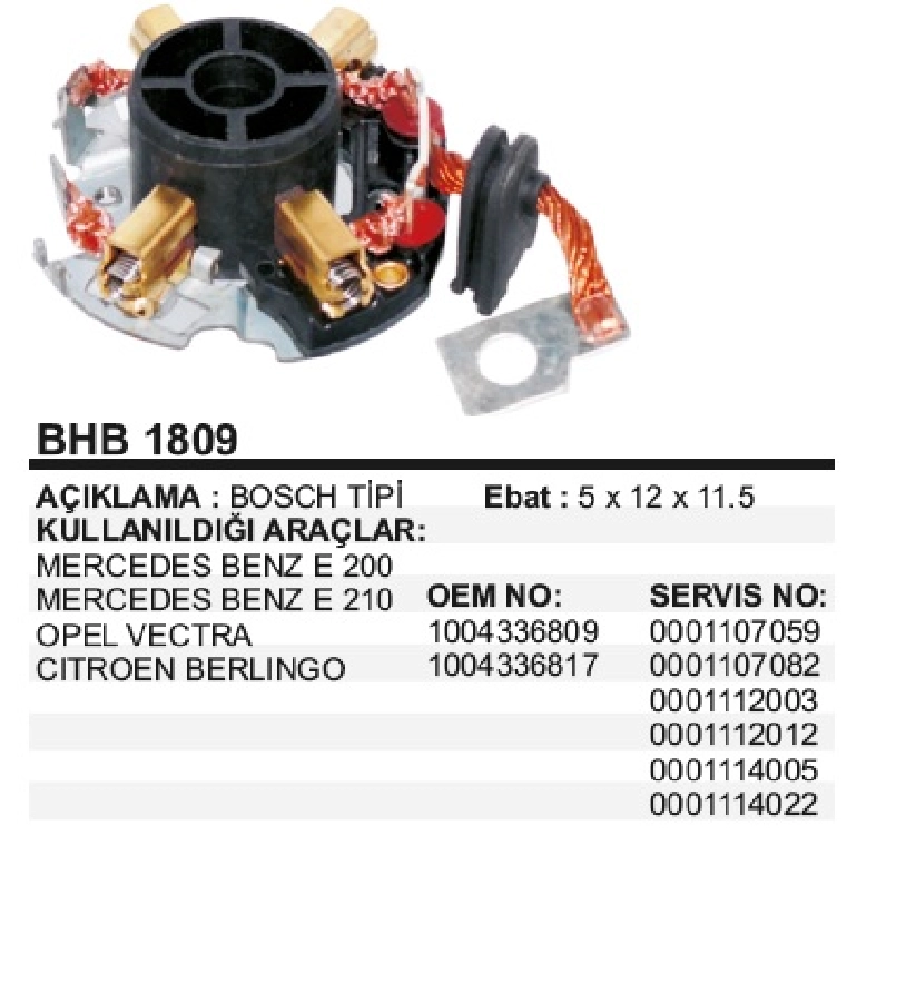 Marş Kömür Yuvası - Renault Megane 2, Citroen Berlingo Jumper, Peugeot Partner 206, Toyota Avensis, Mer | OEM BHB1809