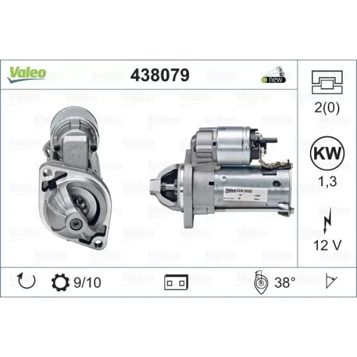 Mars Motoru (12V 1,3KW 9 Dis) A-Class W168 99>04 B-Class W245 05>11 | VALEO 438079 | OEM A0061510301
