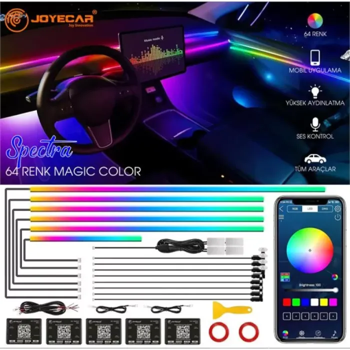 Spectra Magic Color 64 Renk Ic Aydinlatma Seti (Ambiyans Aydinlatma) | JOYECAR JOY-ALSPC01