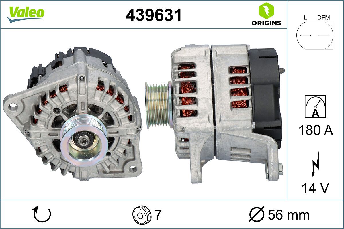 Alternator 12V 180A Ducato (FG18S023) | VALEO 439631 | OEM 504280010