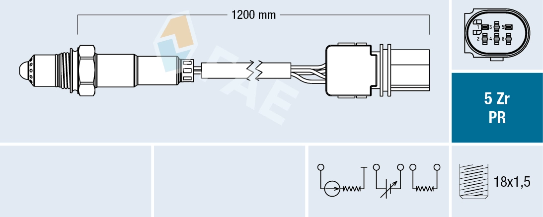 Oksijen Sensoru Golf 6 08> Jetta 3 05> Passat (03 05) 2.0 Tdi T5 2.0 2.5 Tdi (03 09) (1215 Mm) | FAE 75050 | OEM 03G906262 1K0998262AE 4L0906262E