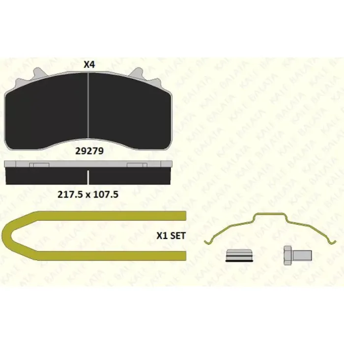 On - Arka Fren Balatasi MAN TGA-TGS-TGX Ym Wabco NG22 Kaliper | KALE B 29279 308 14 | OEM 81508205108 / 81508206065 / 81508206066 / WVA 29279