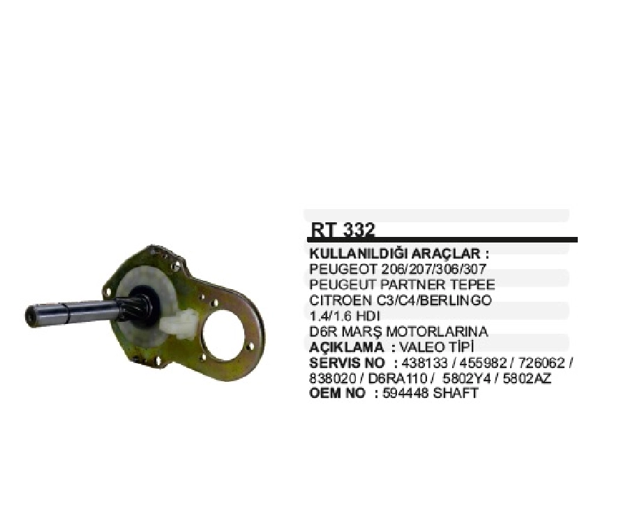 Rediksiyon Tamir Takımı Valeo D6R Peugeot 206-306, C-3, C-4 Redık Takım | OEM RT332