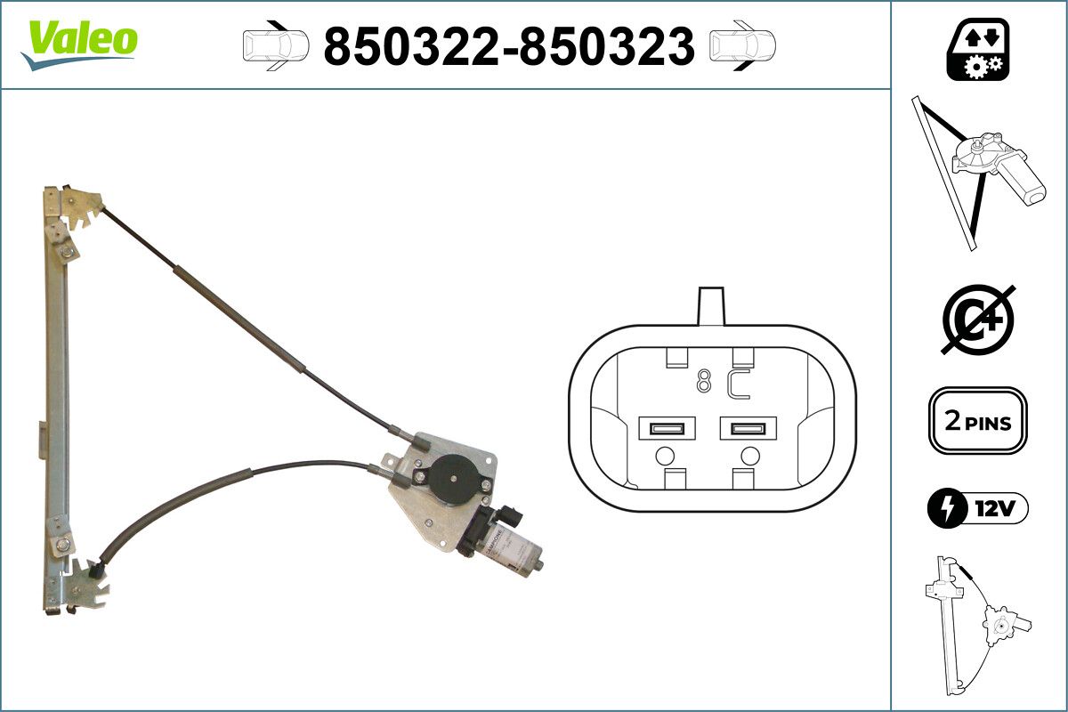 Cam Mekanizmasi Elektrikli On Sag P306 1,4 / 1,6 / 1,8 / 2,0 93> | VALEO 850323 | OEM 922185 922185 9221C3 9221C3