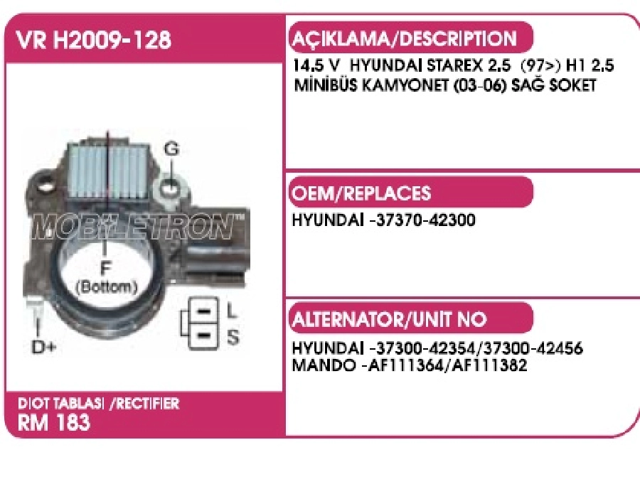 Konjektör Mando 12V Hyundai Starex H100 Yeni Model Sağdan Çıkışlı | OEM VRH2009-128