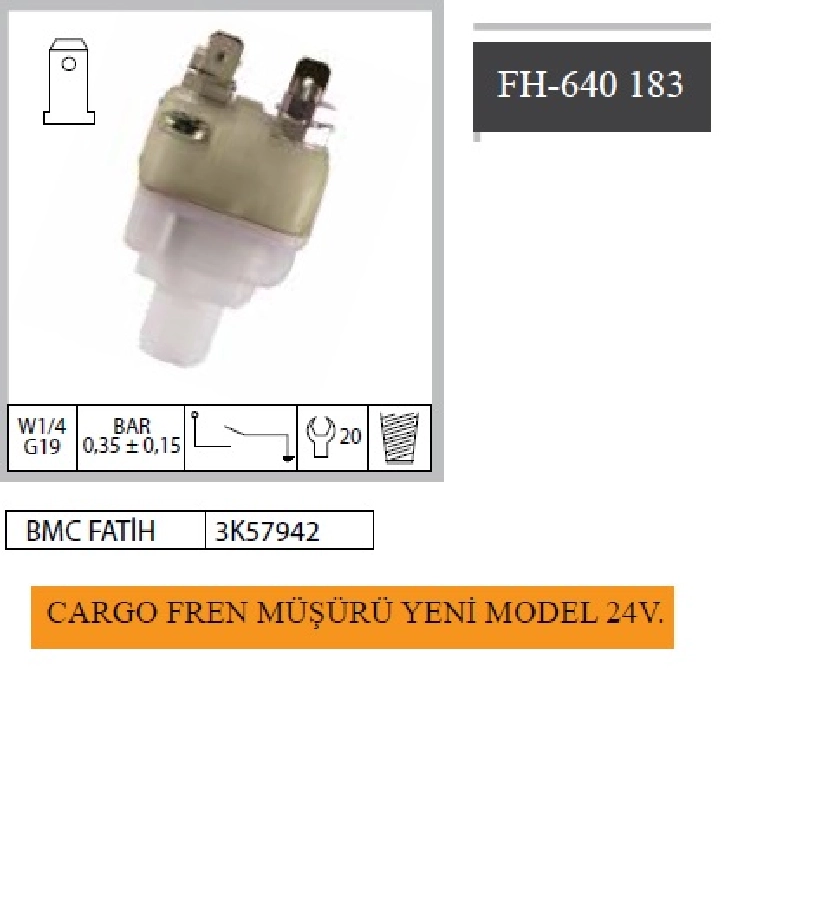 Cargo Fren Müşürü Yeni Model (24V.) 3K57942 | OEM FH-640183