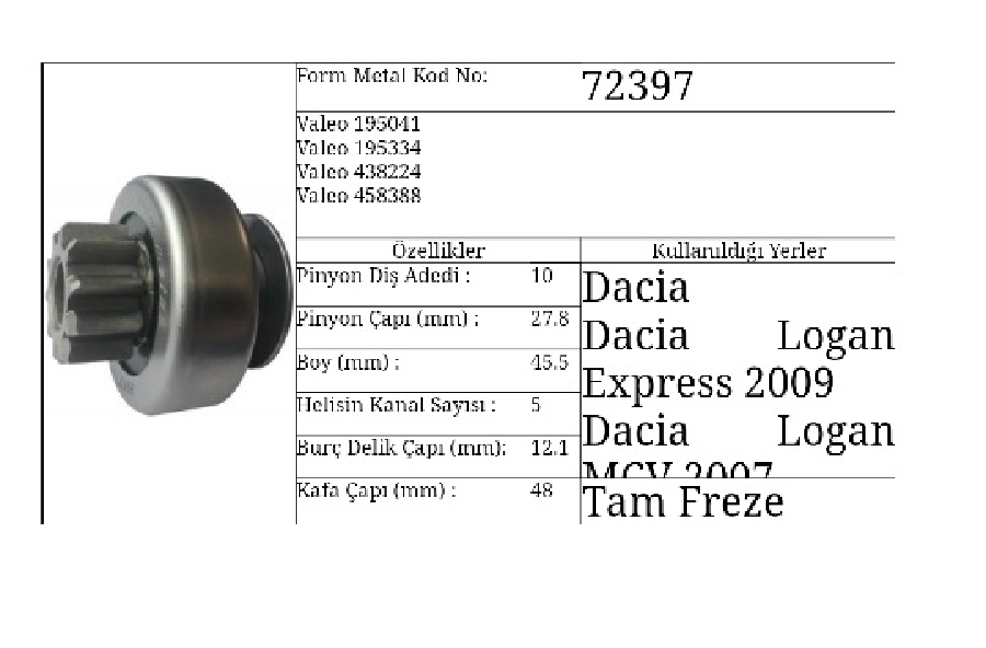 Marş Dişlisi 10D. Valeo Tipi Ford Fiesta Focus Dacia Logan Megane 2 | OEM 72397