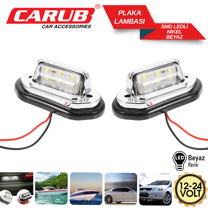 Carub Plaka Lambası 12-24V Nikel Ledli Beyaz