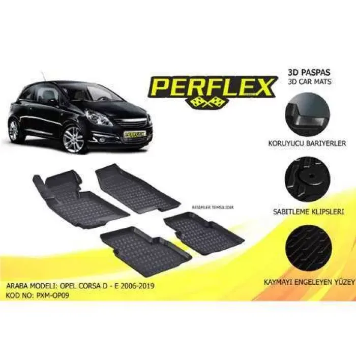 Paspas 3D Havuzlu 10-Mat Corsa D - E 2006-2019 | PERFLEX PXM-OP09