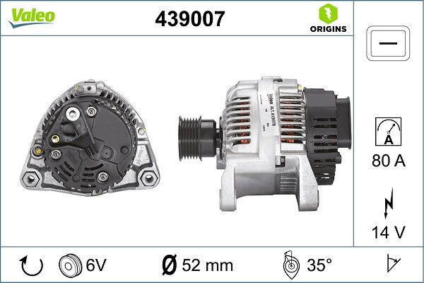 Alternator Sarj Dinamosu 12V 80A Bmw E36 E46 | VALEO 439007 | OEM 12311247310 12311247310 12311247488 12311247488