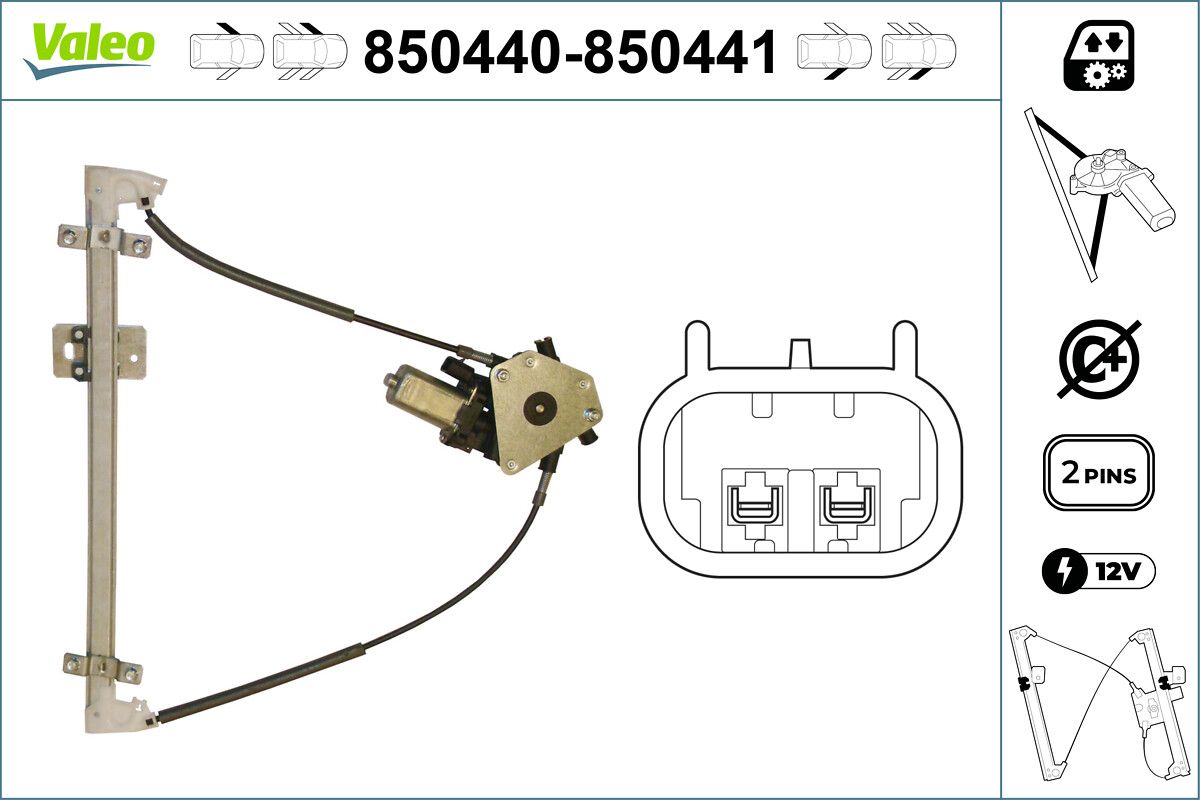Cam Mekanizmasi Elektrikli On Sag Golf II Jetta II 1,6 / 1,8 | VALEO 850441 | OEM 191837402C 191837402C 191837462A 191837462A