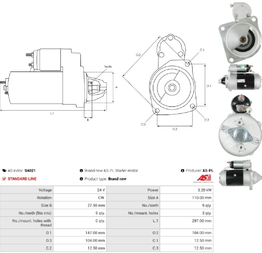 Marş Motoru 24V 9D 3,2 kW Marelli Tip 35NC 50NC Iveco 35.9 - 65.9 | OEM S4021