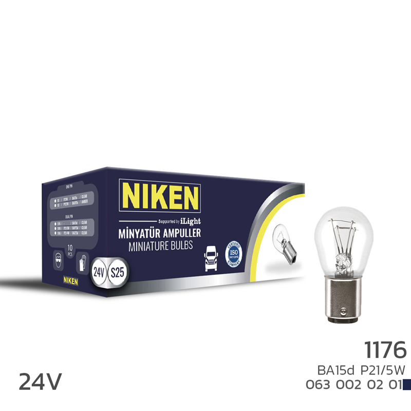 Niken 24 Volt 1176 Çift Duy Düz Tırnak Ampül BAD15D
