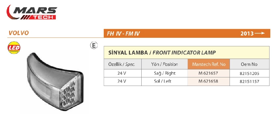 Volkswagen Fh 4-Fm 4 Sinyal Lamba (13 - ) Sağ | OEM M621657