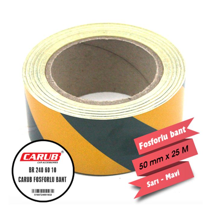 Carub Fosforlu Bant Çapraz Sarı Haki 5CM X 25 Mt