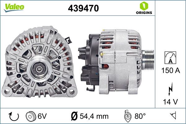 Alternator 12V 150A C5 C6 C8 P406 P407 J5 Clio II Laguna II 2,5 / 3,0 | VALEO 439470 | OEM 57056A 57056A 5705AJ 5705JH 5705AJ 5705JH
