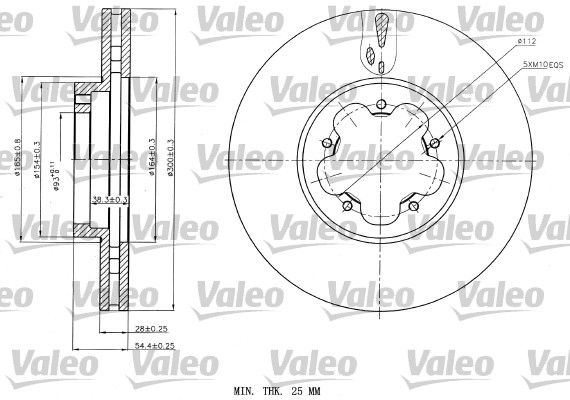 On Fren Disk Aynasi Transit V347 2.2 - 2.4 - 3.2TDCI Arkadan Ceker 06> Olcu: (300 * 28) | VALEO 187151 | OEM 6C16 1125 AA 1385387 1385387