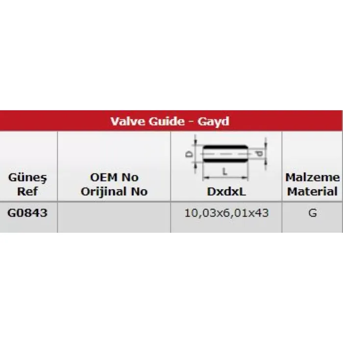Subap Gaydi (In 8 Ex 8) Primera 2,0 16V | GUNES G0843