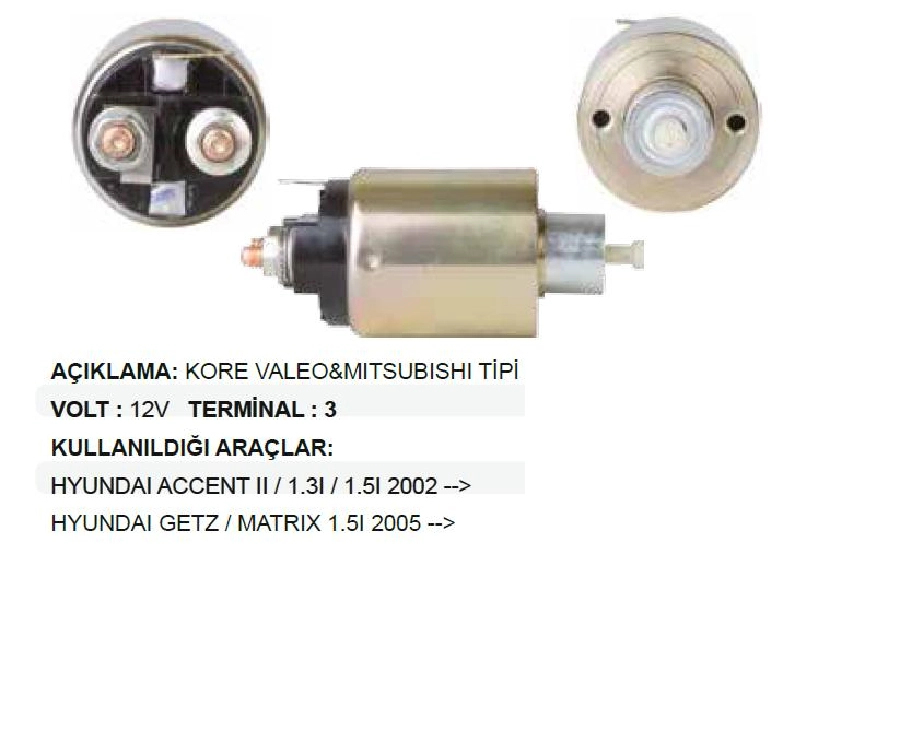Marş Otom 12V Kore Valeo Hyundai Accent 2 1,3, 1,5I 2002 ve sonrası, Suzuki Samuraı | OEM SM013