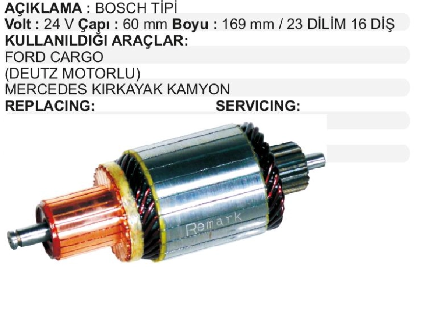 Marş Kollektörü Bosch Tip 24V Mercedes Benz Kırk Ayak Kamyon Atego Axor Ford Cargo 3226-3227 Deutz Motorl | OEM IM2136