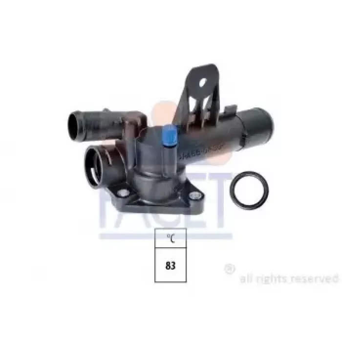 Termostat 83 °C Renault Captur 13>Clio 3,4 Fluence 10>Megane 2,3 Dacia Duster 10>Dokker 12>Nissan Juke 10>Qashqai 07>13 1.5DCI K9K | FACET 7.8710S | OEM 110605536R 82005587517700105087