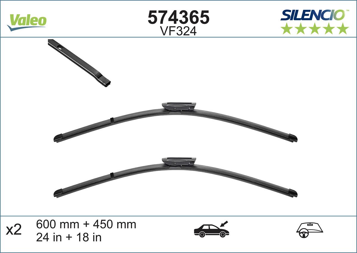 Silecek Supurgesi 600 / 450MM (Muz Tip) Megane II | VALEO 574365 | OEM 7701063733 7701063733 7701063736 7711421438 7701063736 7711421438