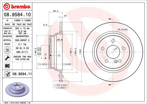 Fren Diski Arka C218 14>17 W211 02>08 S211 03>09 W212 09>15 S212 09>16 | BREMBO 08958410 | OEM A0004231012