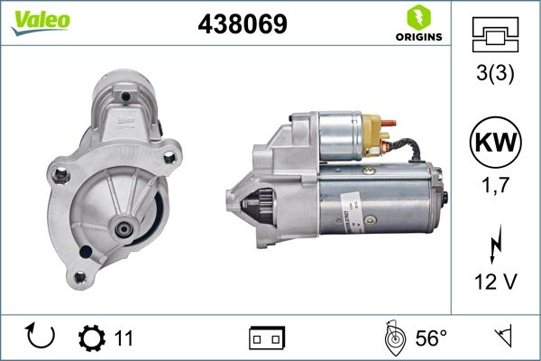 Mars Motoru 12V 1.7KW Berlingo C5 Jumpy Jumper P206 P306 P407 Partner 1.8 / 1.9 / 2.0 / 2.1 D 96>03 | VALEO 438069 | OEM 5802.C4 5802.C4 5802.CQ 9625382780 5802.M4 5802.CQ 9625382780 5802.M4