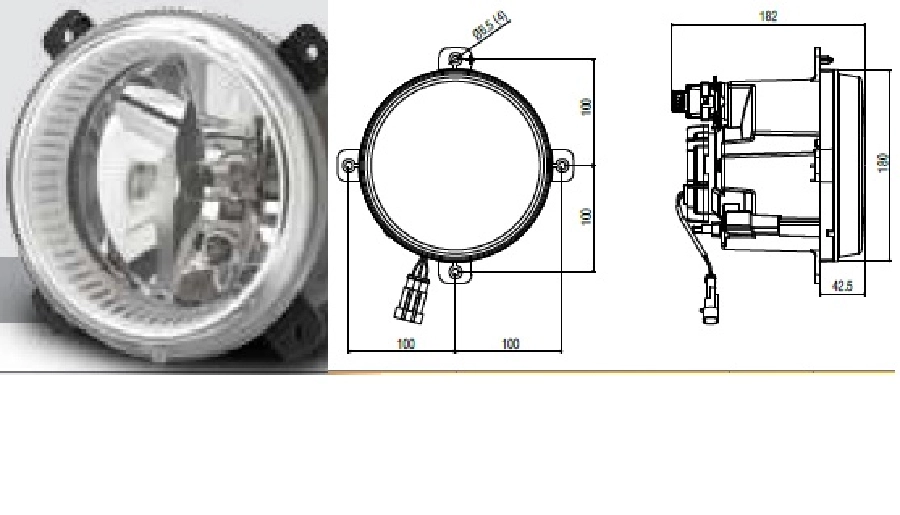 Kısa Hüzme Far ( Ø 180mm ), 24 V, Parklı, H7 Ampul, Ayar Motorlu Ford Otosan (Büyük) Cargo | OEM 13185E