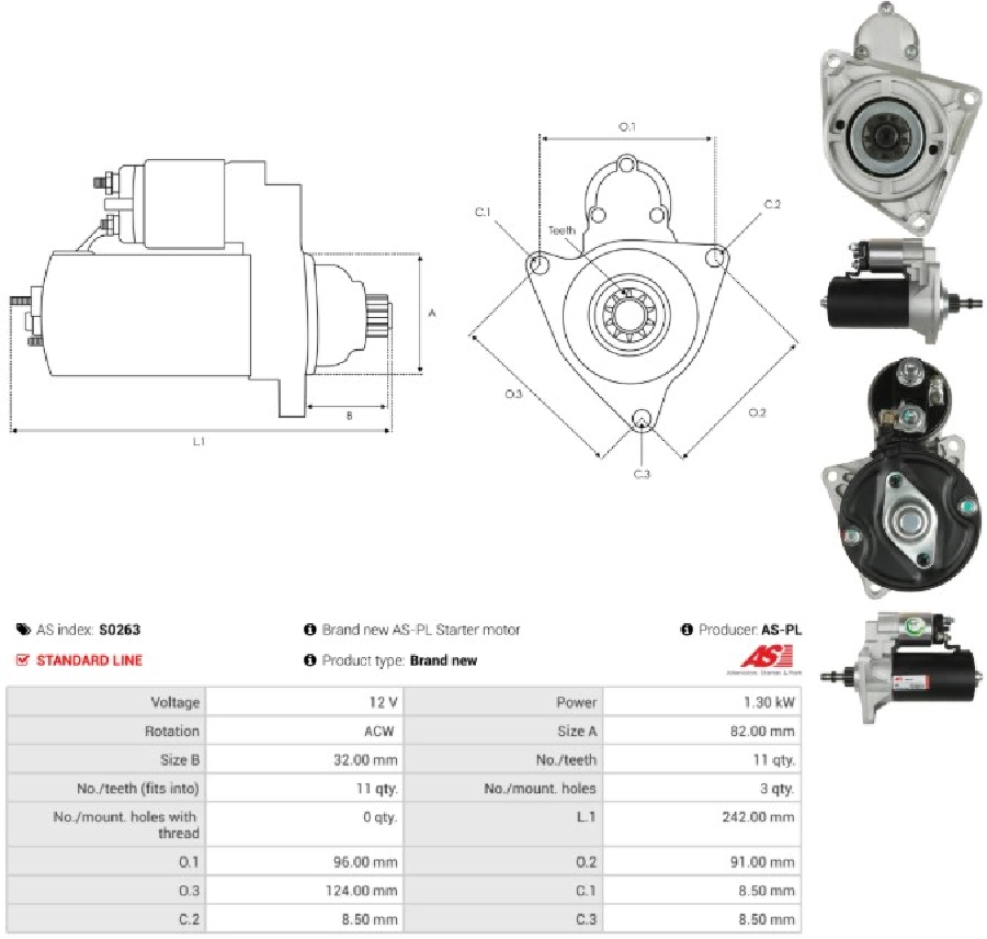 Marş Motoru 12V 11D 1,3 kW Bosch Tip Lada Samara-Niva | OEM S0263