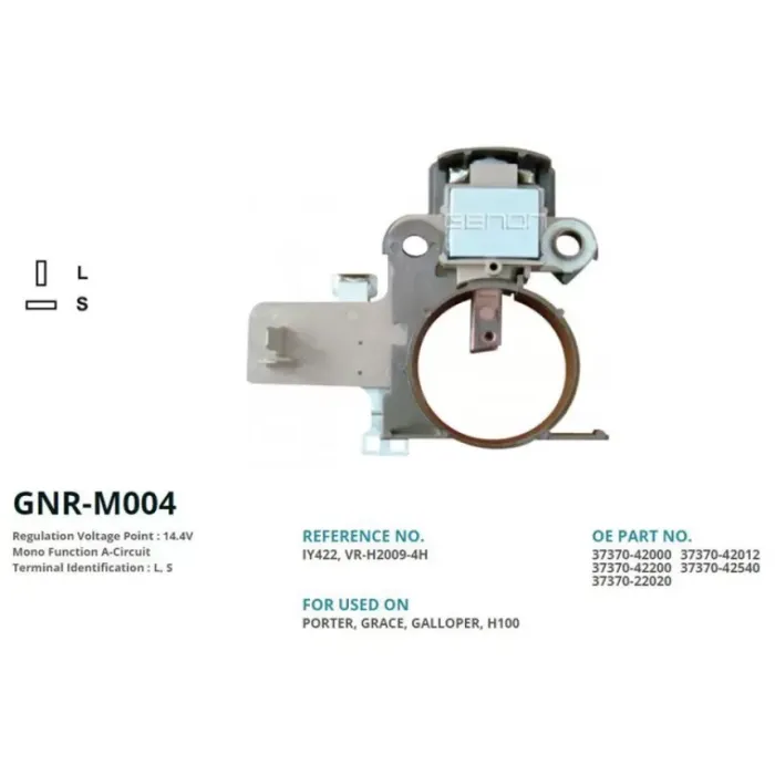 Alternator Konjektor 12V Hyundai H100 Minibus 65 Amp Alt. (L, S) | GENON GNR-M004 | OEM 3730047451