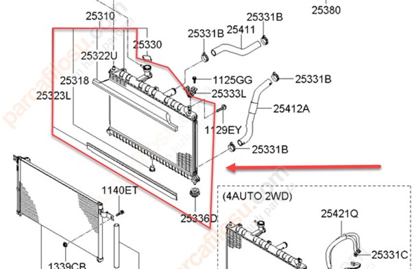 Motor Su Radyatoru Rio 1,5 CRDI Manuel Vites 2005> (Dowoon Marka) Yetkili Servis Malzemesi | MANDO DC253101G301 | OEM 25310-1G300 25310-1G300 - 25310-1G301 25310-1G301