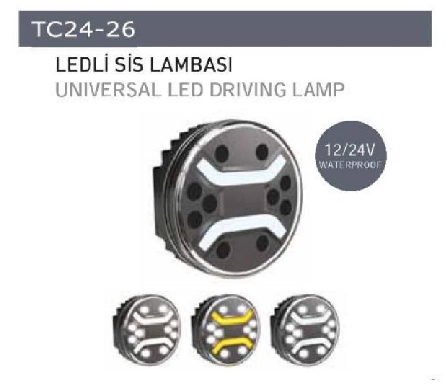 Sis Lambası LED 12V-24V Yuvarlak Parantez Su Geçirmez Demmon Tip | OEM TC24-26