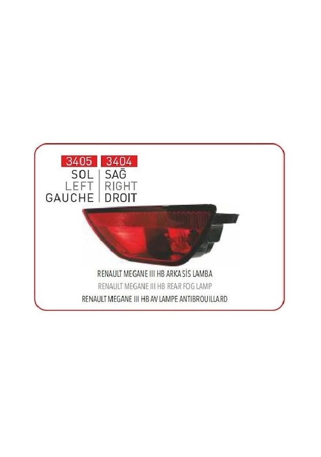 Arka Sis Lambası Sol Megane 3 265850009R