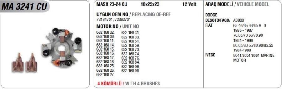 Dodge Desoto, Fago, AS900 Fiat Iveco Marine Motor | OEM MA3241CU