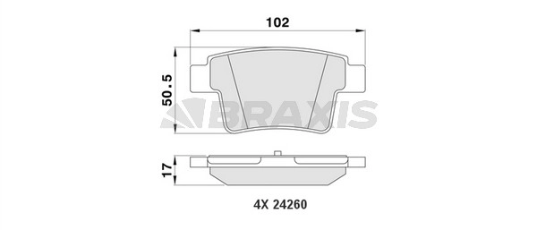 Arka Fren Balatasi Mondeo 3 04>07 Jaguar 10 Type Estate 05>09 | BRAXIS AA0162 | OEM 1356392