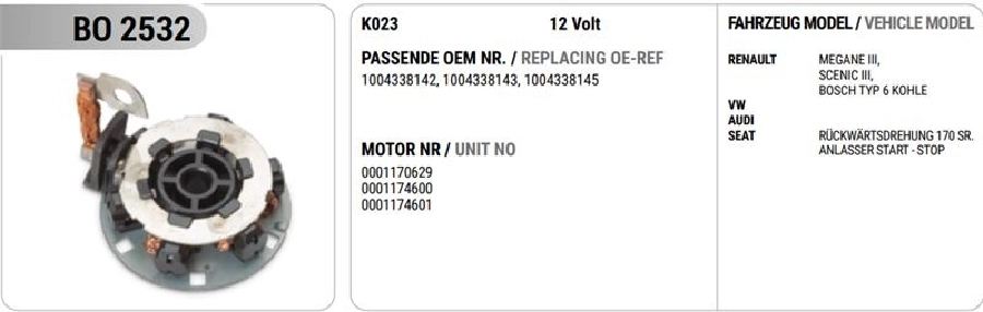 Renault Megane 3, Renault Scenic 3, Bosch Tip | OEM BO2532