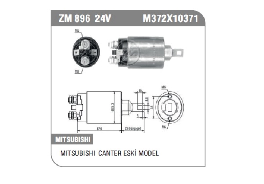 Marş Otom. 24V Mitsubishi Canter 449 - Prestij 2 Kulak Yeni Model | OEM ZM-896
